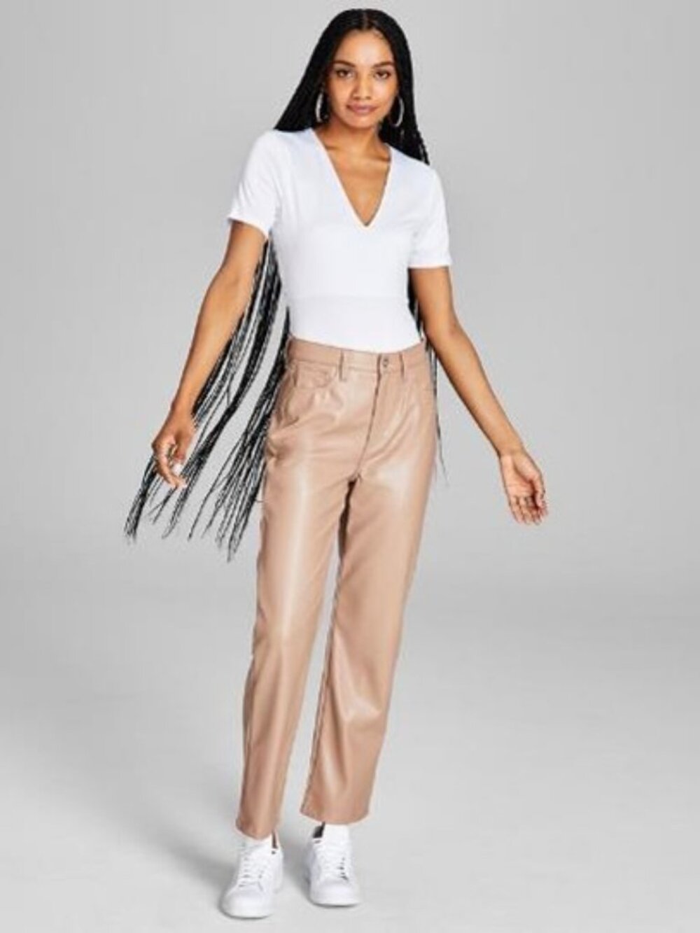 And Now This Women's High-Rise Faux-Leather Pants Tan Size 4